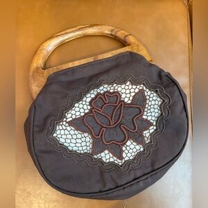 Boho Floral Brown  Embroidered Women's vintage HandBag